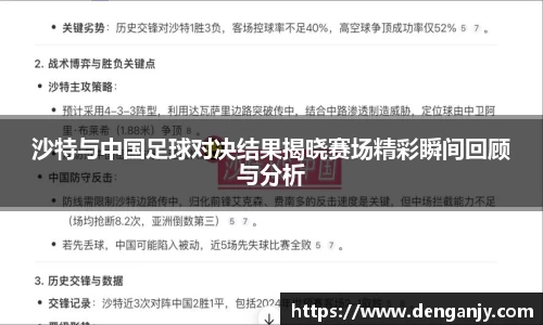 沙特与中国足球对决结果揭晓赛场精彩瞬间回顾与分析