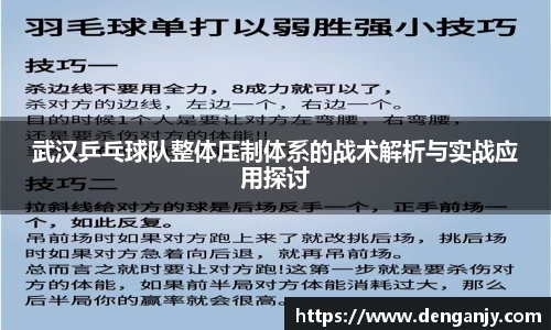 武汉乒乓球队整体压制体系的战术解析与实战应用探讨